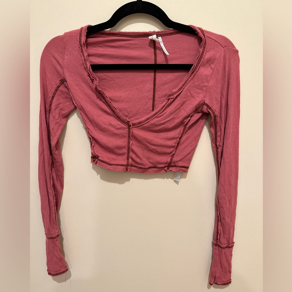 Urban outfitters cropped long sleeve distressed top